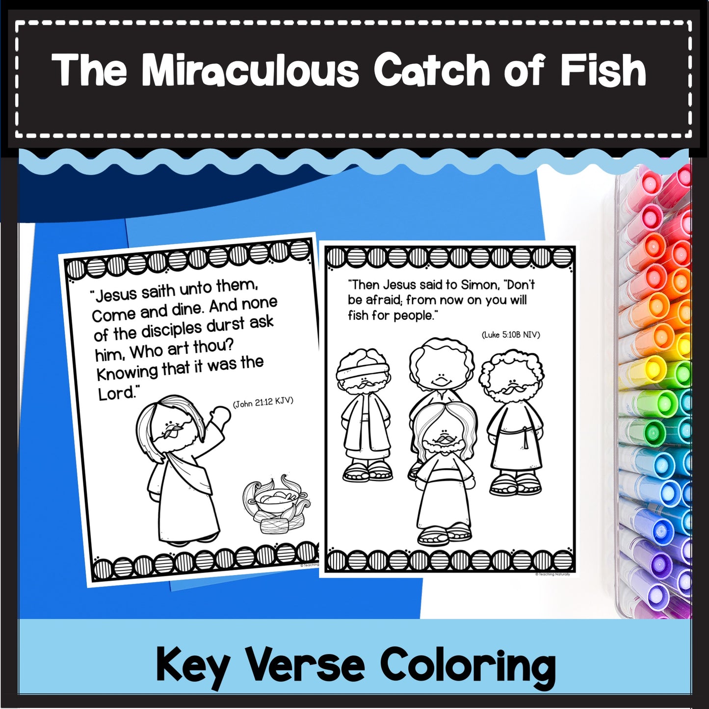 The Miraculous Catch of Fish/ Fishers of Men Bible Lesson, Posters, & Mini-Book The Gospels Story of Jesus