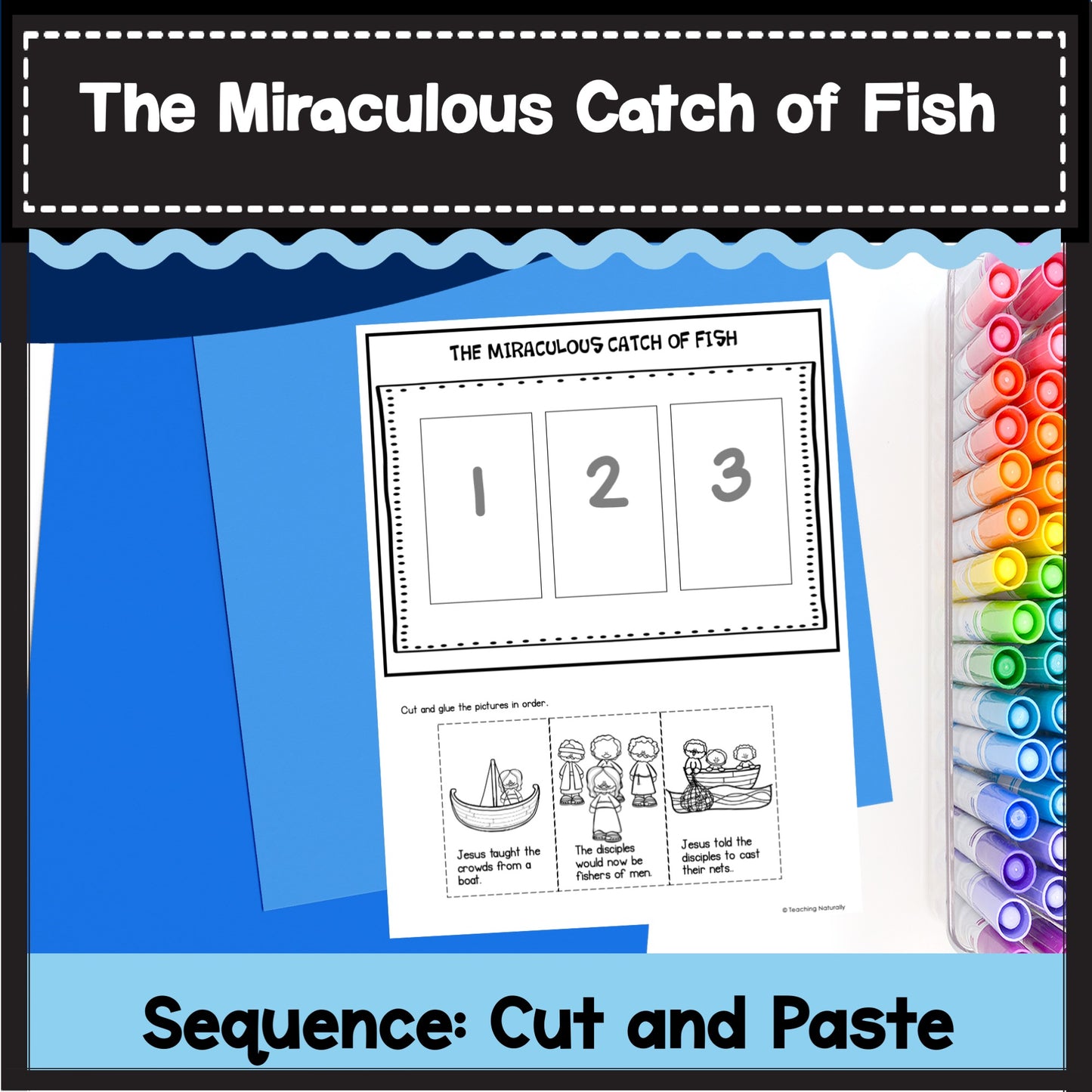 The Miraculous Catch of Fish/ Fishers of Men Bible Lesson, Posters, & Mini-Book The Gospels Story of Jesus