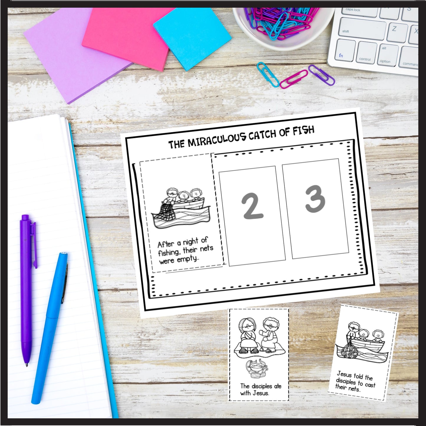 The Miraculous Catch of Fish/ Fishers of Men Bible Lesson, Posters, & Mini-Book The Gospels Story of Jesus