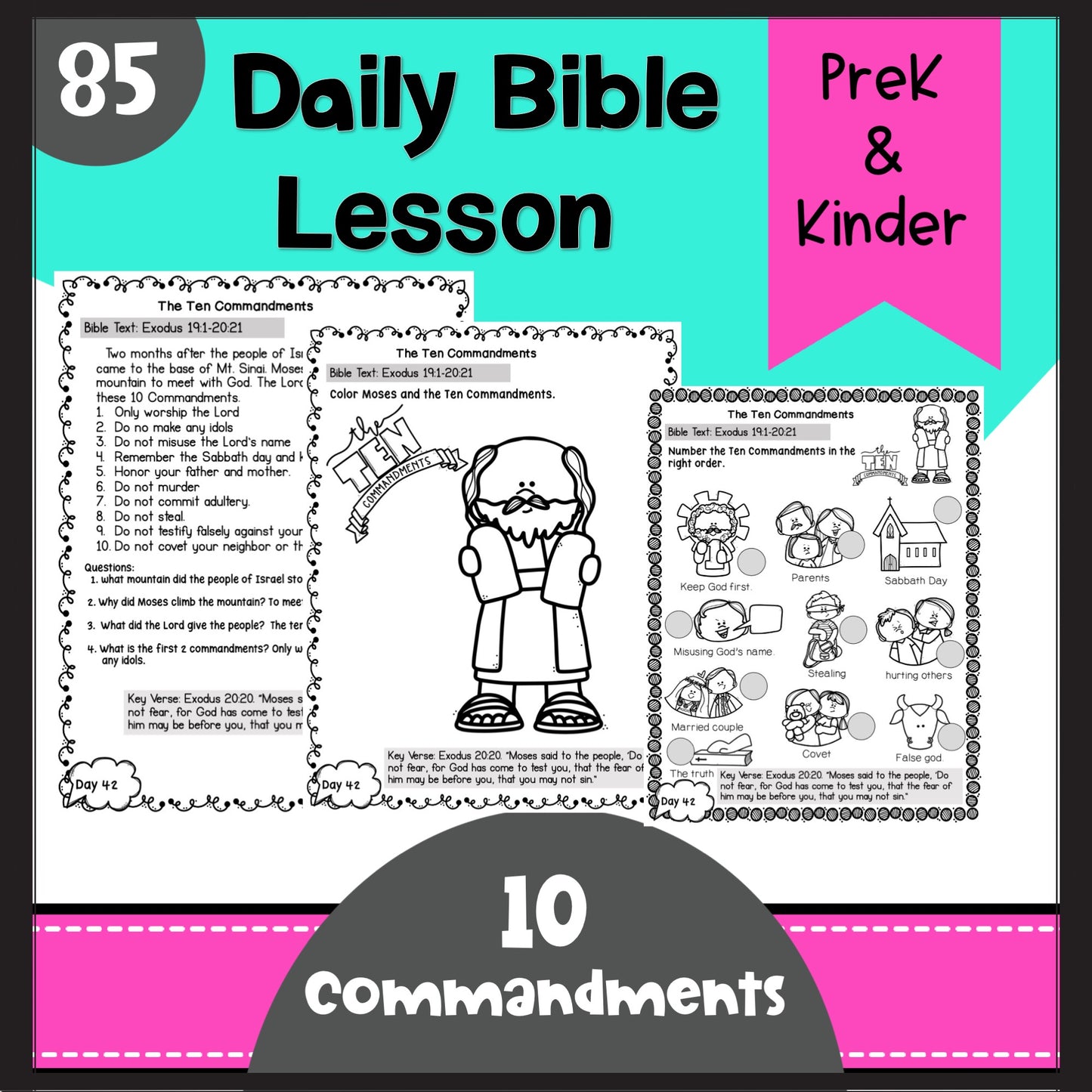 Bible Lessons and Activities Daily Curriculum Old and New Testament Bundle  for Preschool and Kindergarten Students